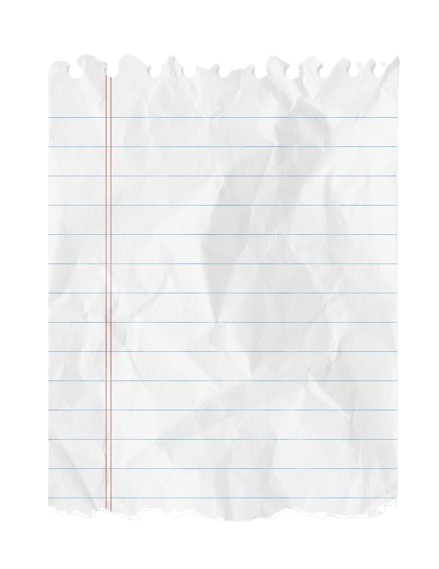 a torn piece of white, lined notebook paper.